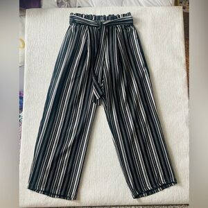 Black and White Vertical Stripe Wide Leg Pants